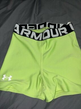 Under Armour Neon Lime High-Waist Bike Shorts with Logo Waistband